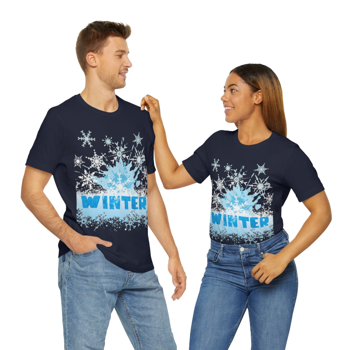 Winter Frost Snowflake Blue Slogan Unisex Jersey Short Sleeve T-Shirt Ichaku [Perfect Gifts Selection]