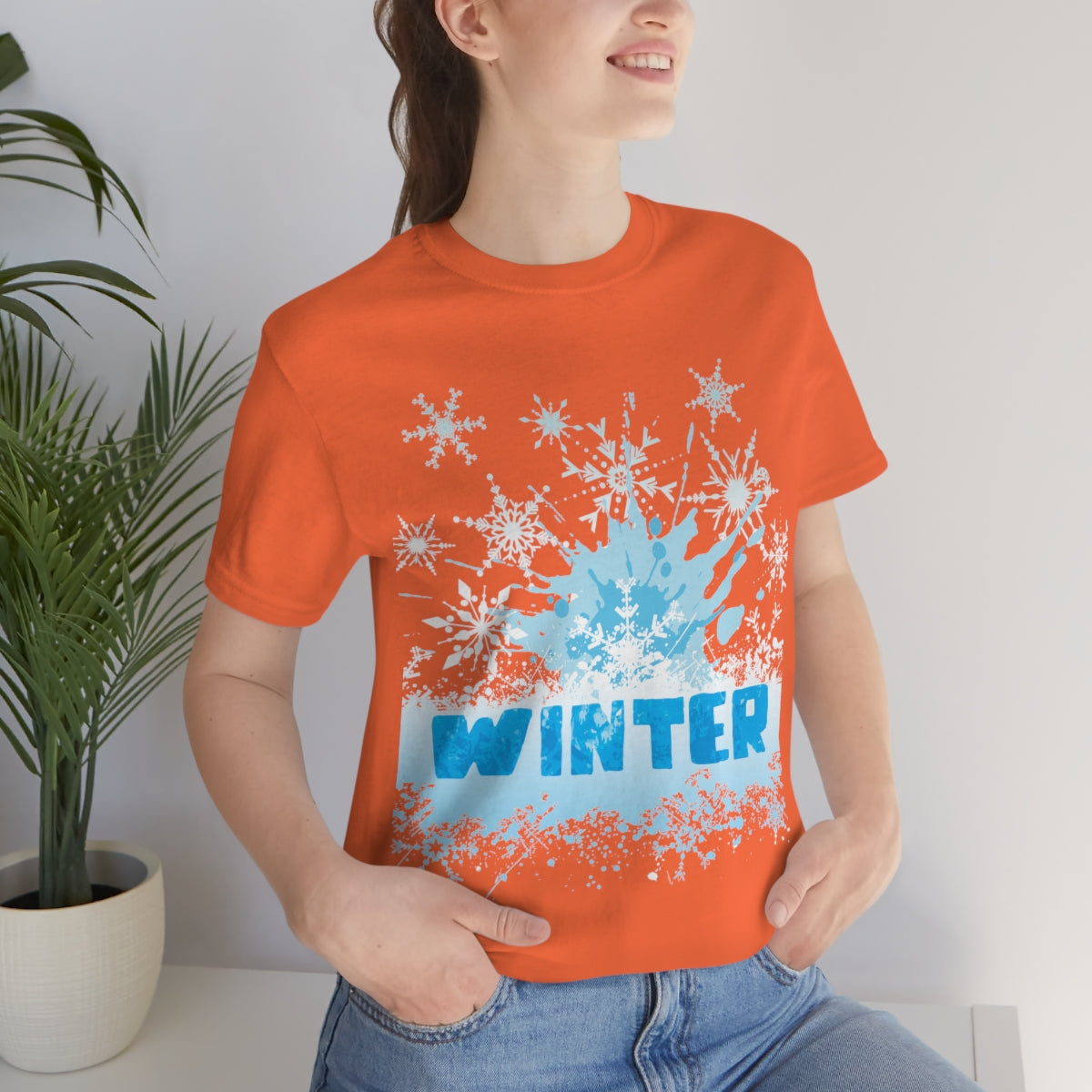 Winter Frost Snowflake Blue Slogan Unisex Jersey Short Sleeve T-Shirt Ichaku [Perfect Gifts Selection]