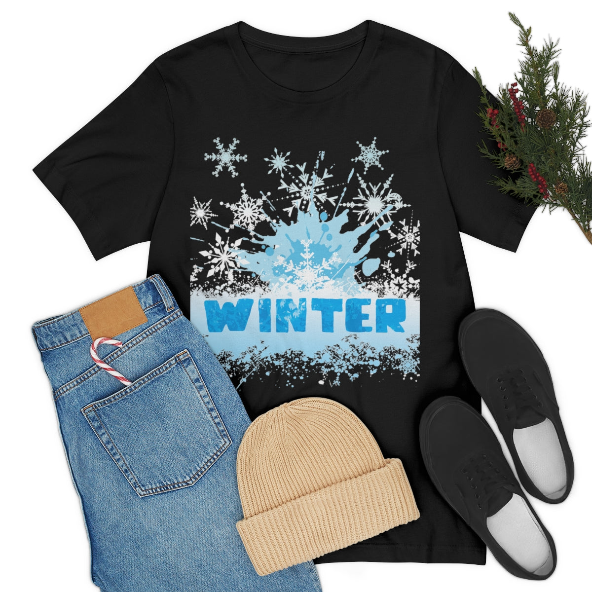 Winter Frost Snowflake Blue Slogan Unisex Jersey Short Sleeve T-Shirt Ichaku [Perfect Gifts Selection]