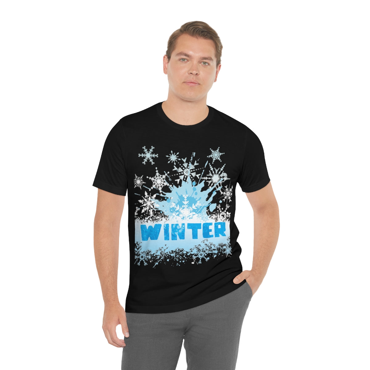 Winter Frost Snowflake Blue Slogan Unisex Jersey Short Sleeve T-Shirt Ichaku [Perfect Gifts Selection]