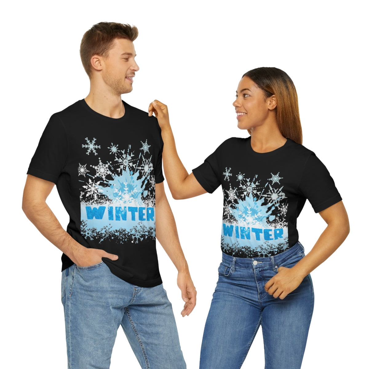 Winter Frost Snowflake Blue Slogan Unisex Jersey Short Sleeve T-Shirt Ichaku [Perfect Gifts Selection]