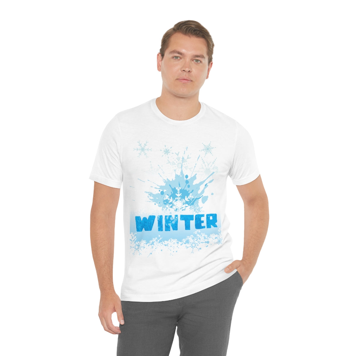 Winter Frost Snowflake Blue Slogan Unisex Jersey Short Sleeve T-Shirt Ichaku [Perfect Gifts Selection]