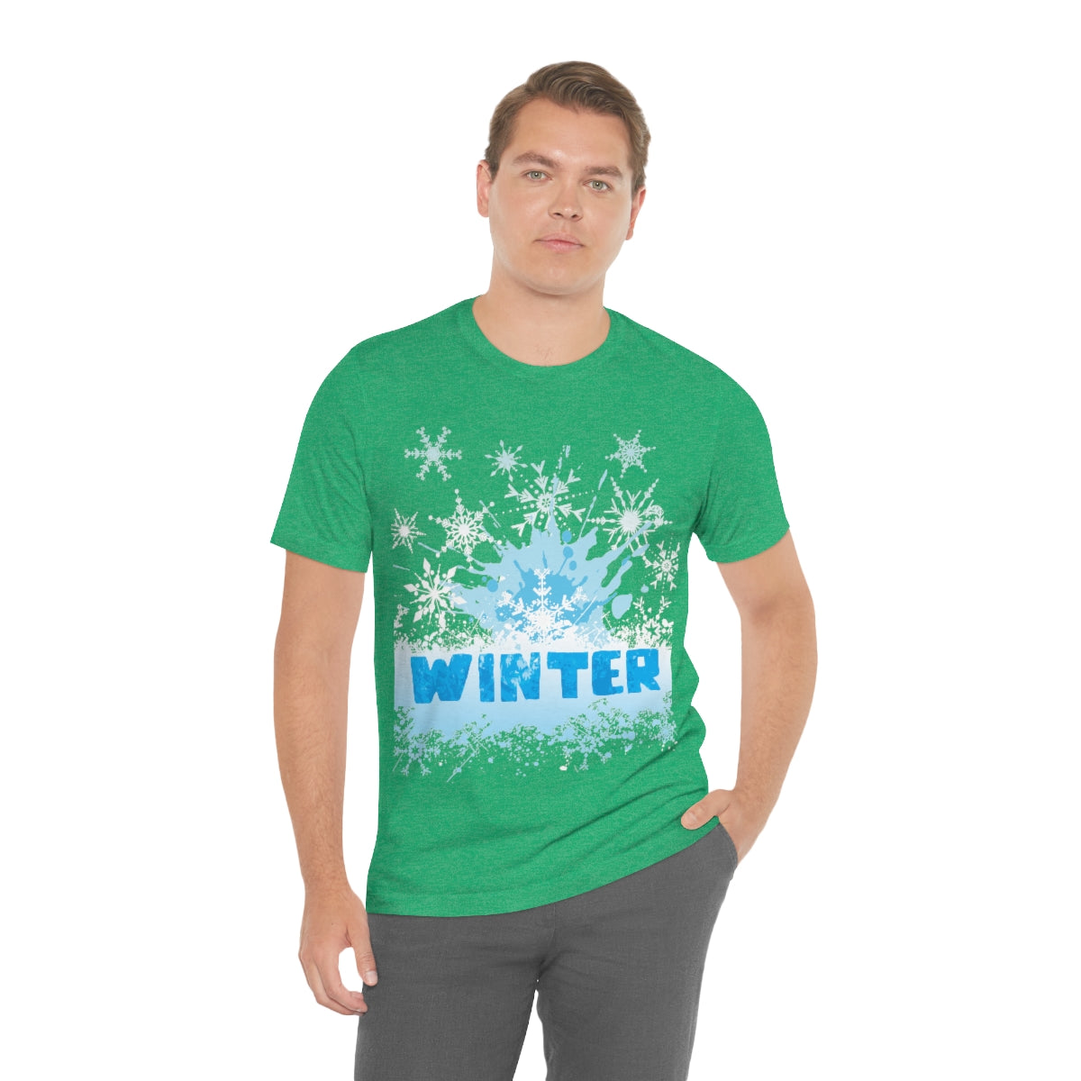 Winter Frost Snowflake Blue Slogan Unisex Jersey Short Sleeve T-Shirt Ichaku [Perfect Gifts Selection]