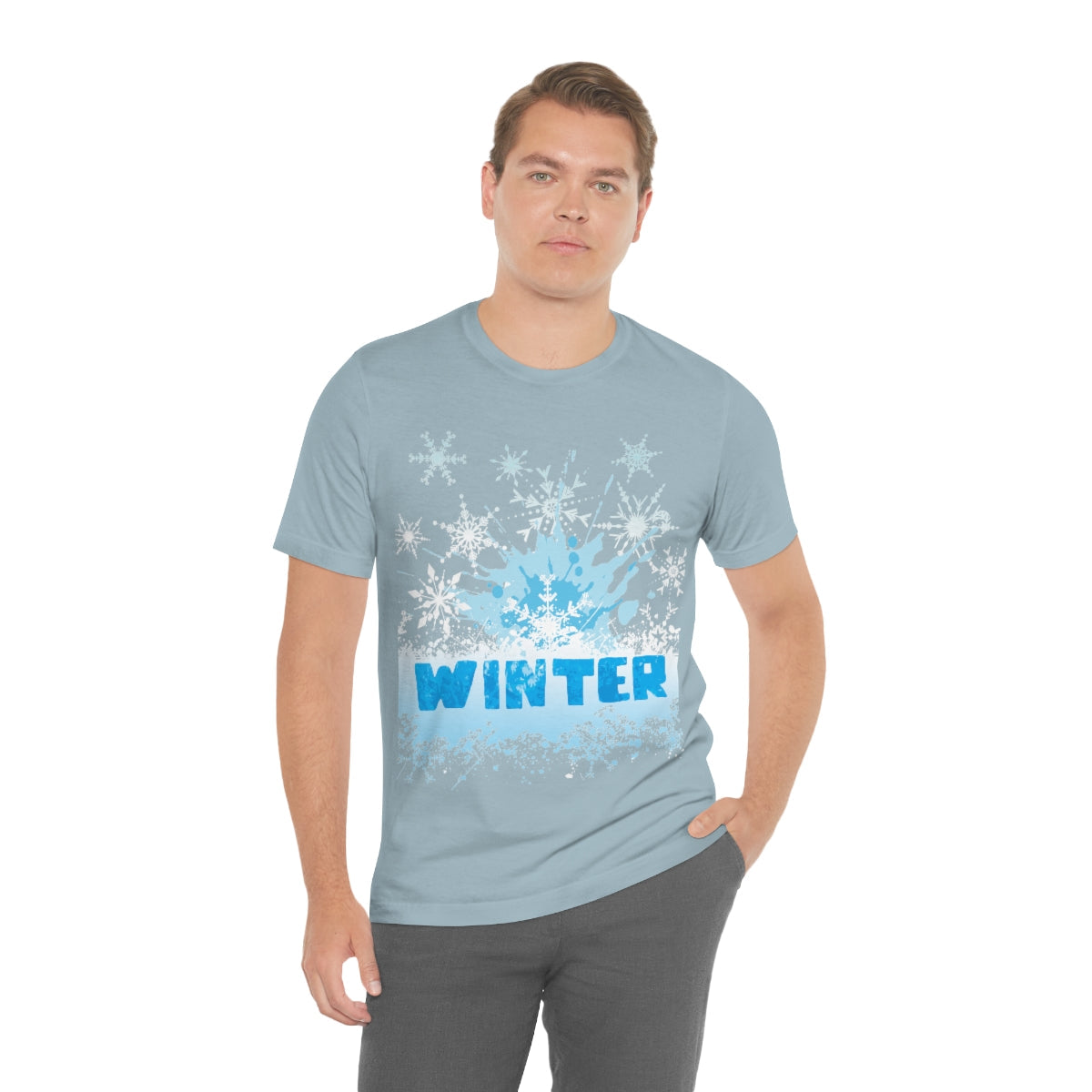 Winter Frost Snowflake Blue Slogan Unisex Jersey Short Sleeve T-Shirt Ichaku [Perfect Gifts Selection]