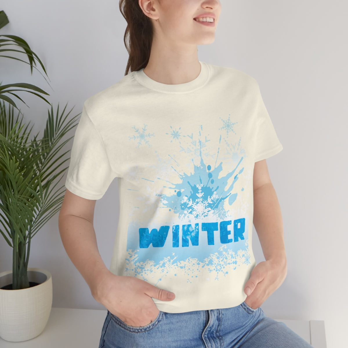 Winter Frost Snowflake Blue Slogan Unisex Jersey Short Sleeve T-Shirt Ichaku [Perfect Gifts Selection]