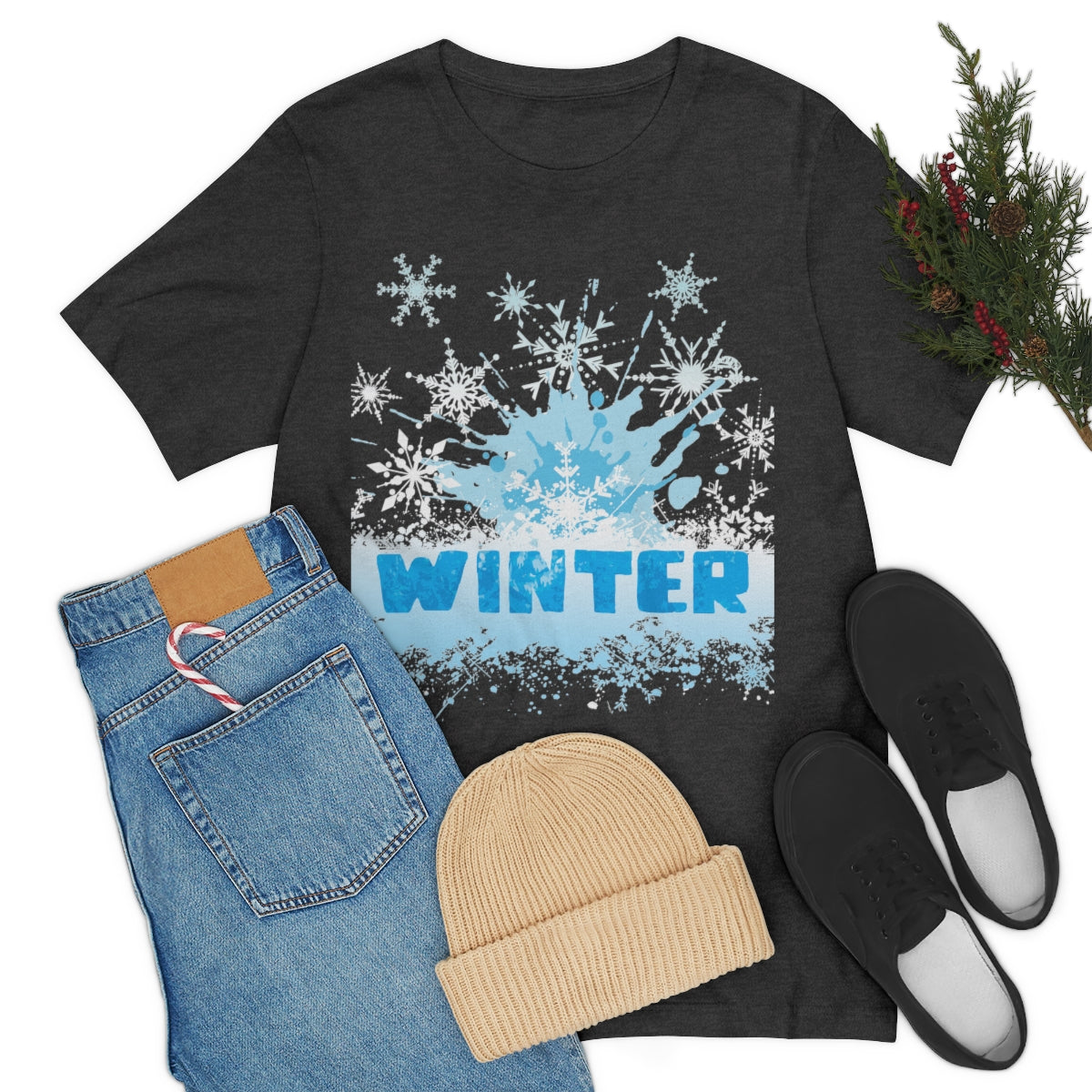 Winter Frost Snowflake Blue Slogan Unisex Jersey Short Sleeve T-Shirt Ichaku [Perfect Gifts Selection]