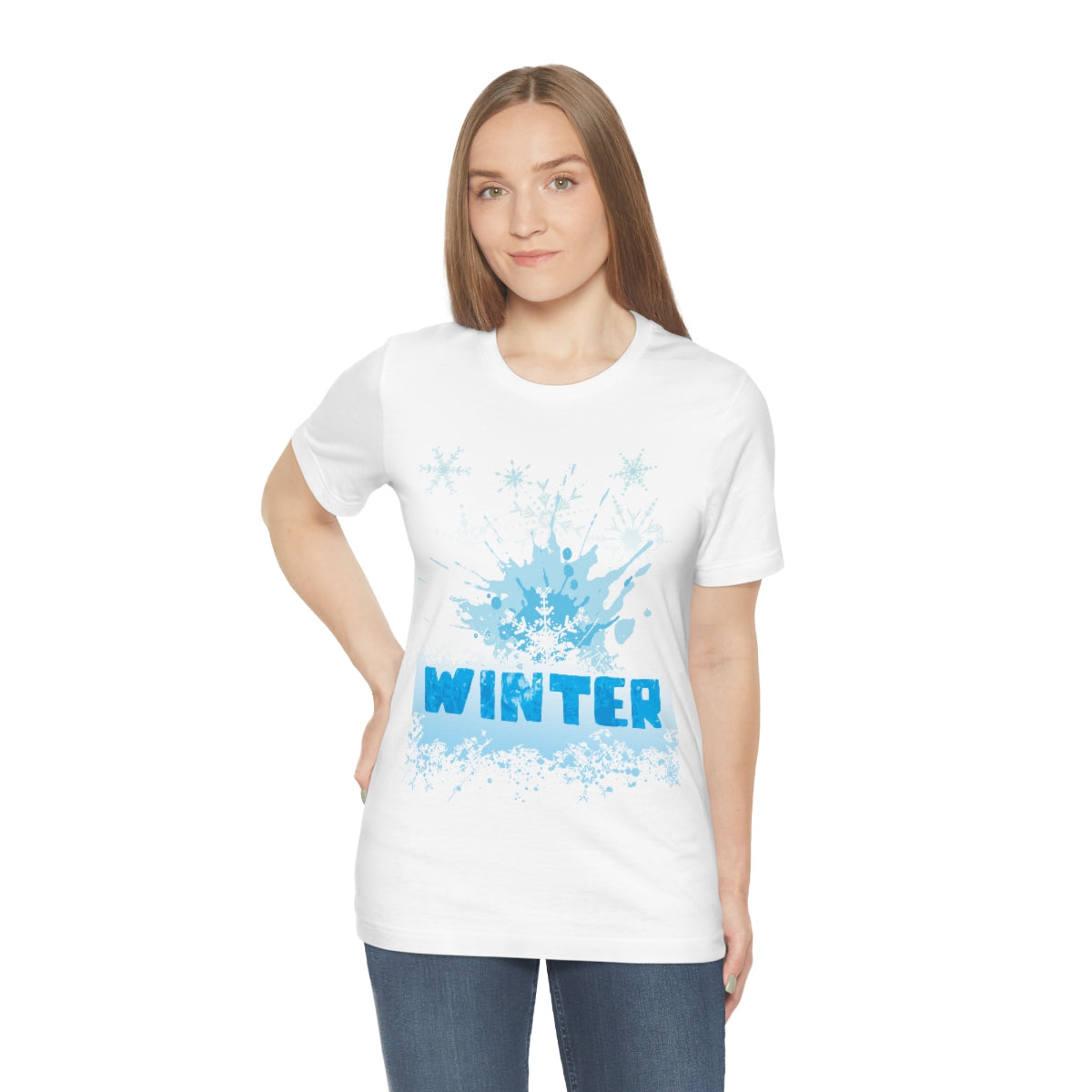 Winter Frost Snowflake Blue Slogan Unisex Jersey Short Sleeve T-Shirt Ichaku [Perfect Gifts Selection]