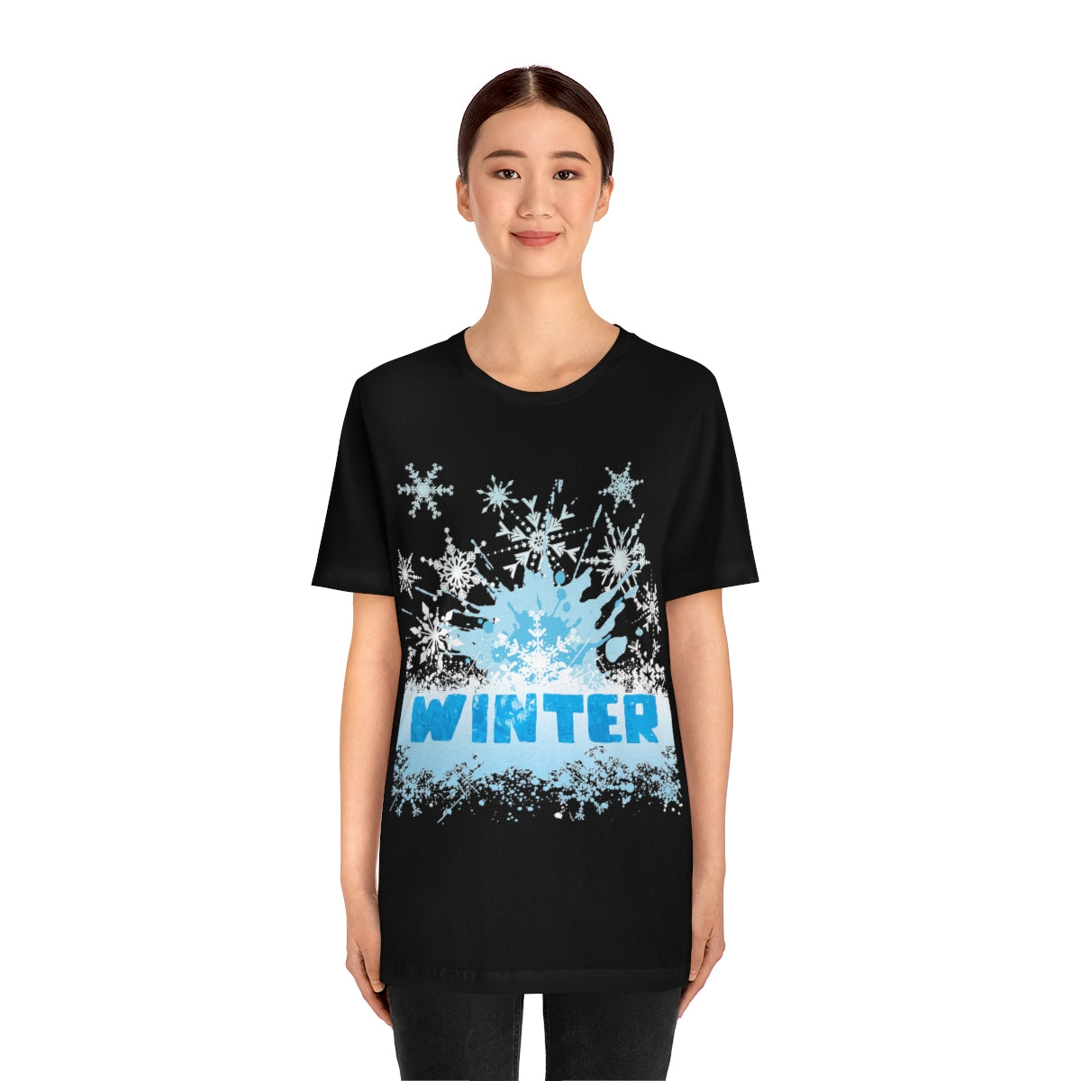 Winter Frost Snowflake Blue Slogan Unisex Jersey Short Sleeve T-Shirt Ichaku [Perfect Gifts Selection]