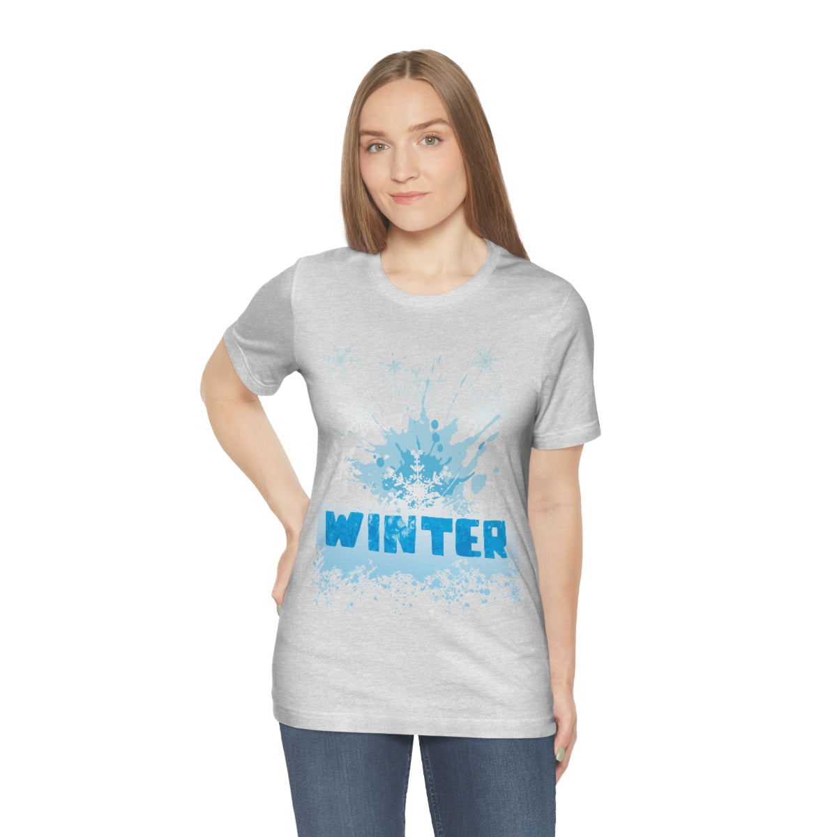 Winter Frost Snowflake Blue Slogan Unisex Jersey Short Sleeve T-Shirt Ichaku [Perfect Gifts Selection]