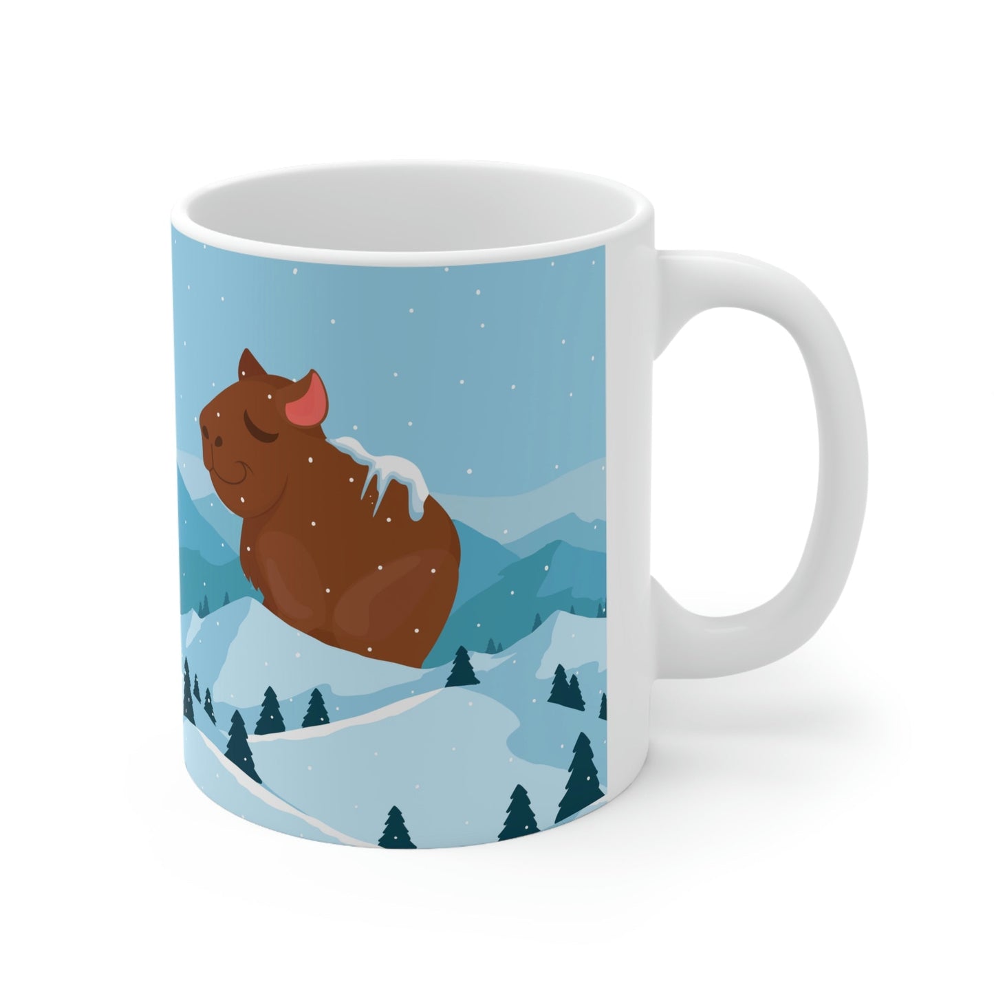 Winter Mountain Capybara Wild Cute Funny Anime Art Cartoon Ceramic Mug 11oz Ichaku [Perfect Gifts Selection]