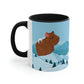 Winter Mountain Capybara Wild Cute Funny Anime Art Cartoon Classic Accent Coffee Mug 11oz Ichaku [Perfect Gifts Selection]