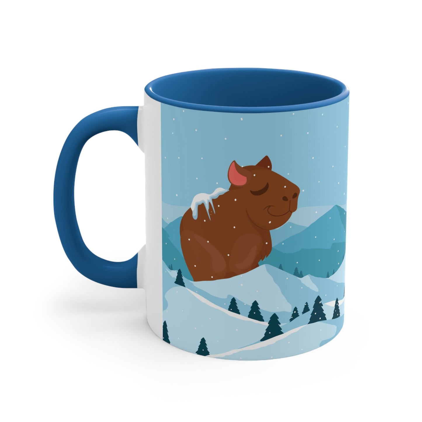 Winter Mountain Capybara Wild Cute Funny Anime Art Cartoon Classic Accent Coffee Mug 11oz Ichaku [Perfect Gifts Selection]