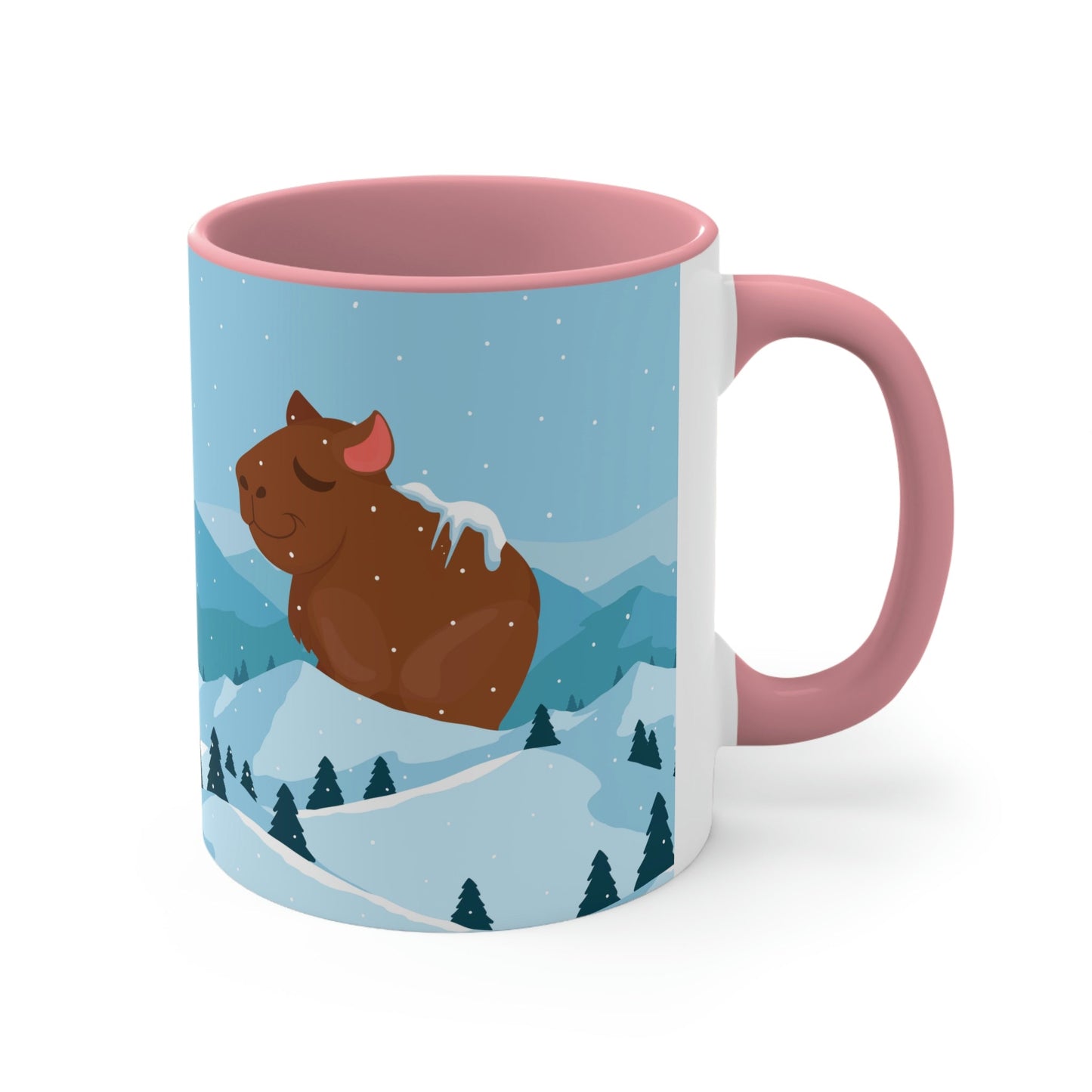 Winter Mountain Capybara Wild Cute Funny Anime Art Cartoon Classic Accent Coffee Mug 11oz Ichaku [Perfect Gifts Selection]