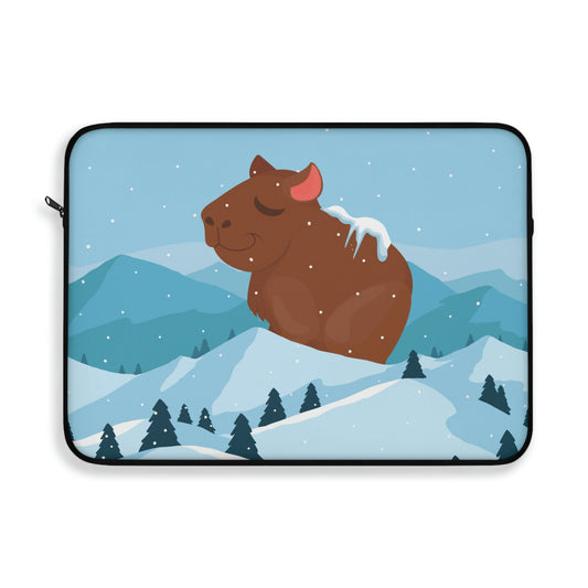 Winter Mountain Capybara Wild Cute Funny Anime Art Cartoon Laptop Sleeve Ichaku [Perfect Gifts Selection]