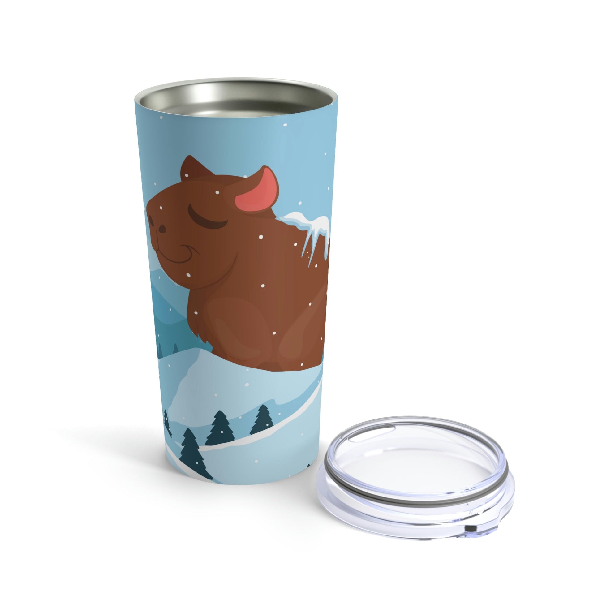 Winter Mountain Capybara Wild Cute Funny Anime Art Cartoon Stainless Steel Hot or Cold Vacuum Tumbler 20oz Ichaku [Perfect Gifts Selection]