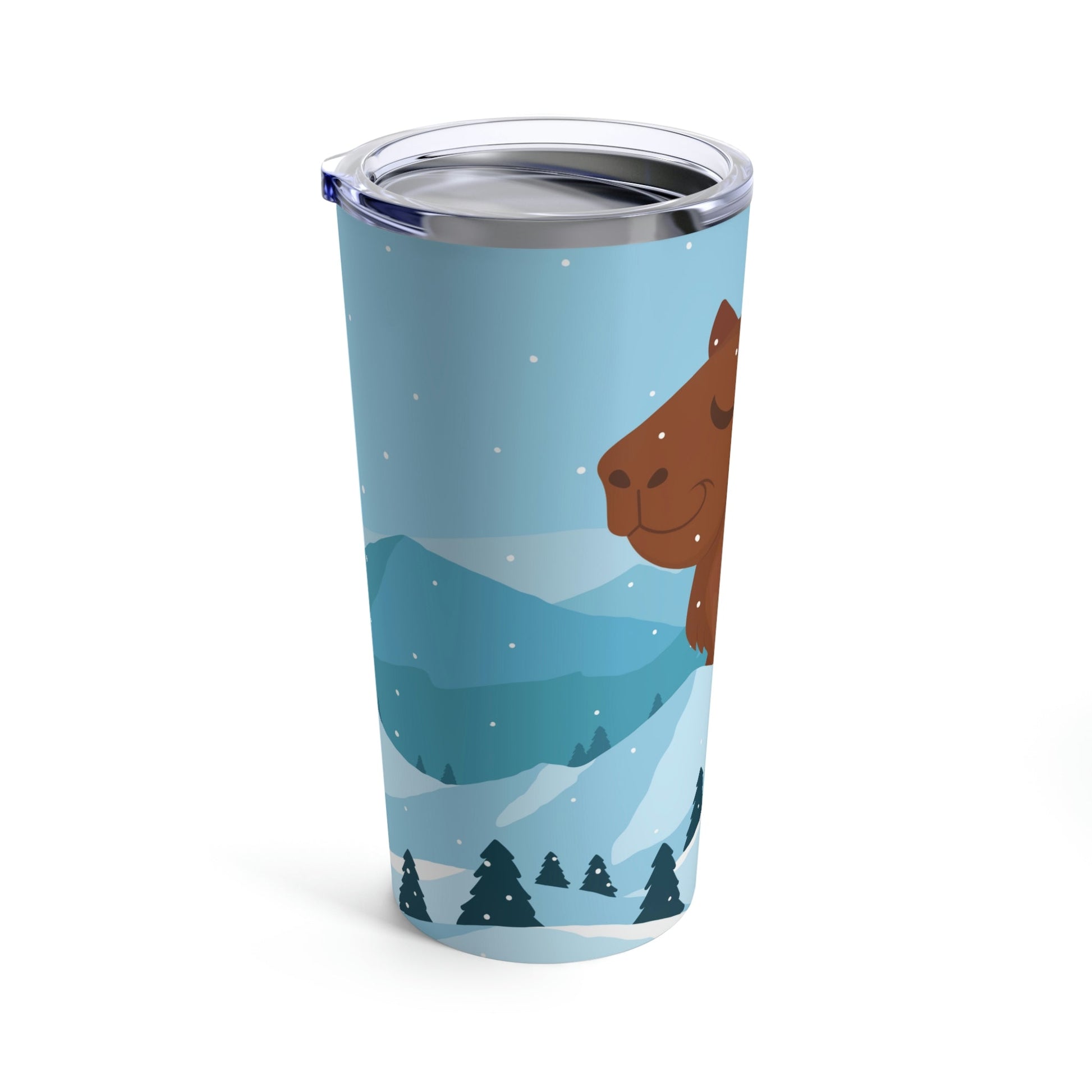 Winter Mountain Capybara Wild Cute Funny Anime Art Cartoon Stainless Steel Hot or Cold Vacuum Tumbler 20oz Ichaku [Perfect Gifts Selection]