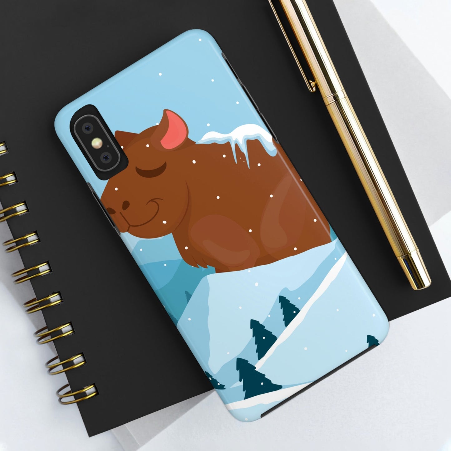 Winter Mountain Capybara Wild Cute Funny Anime Art Cartoon Tough Phone Cases Case-Mate Ichaku [Perfect Gifts Selection]