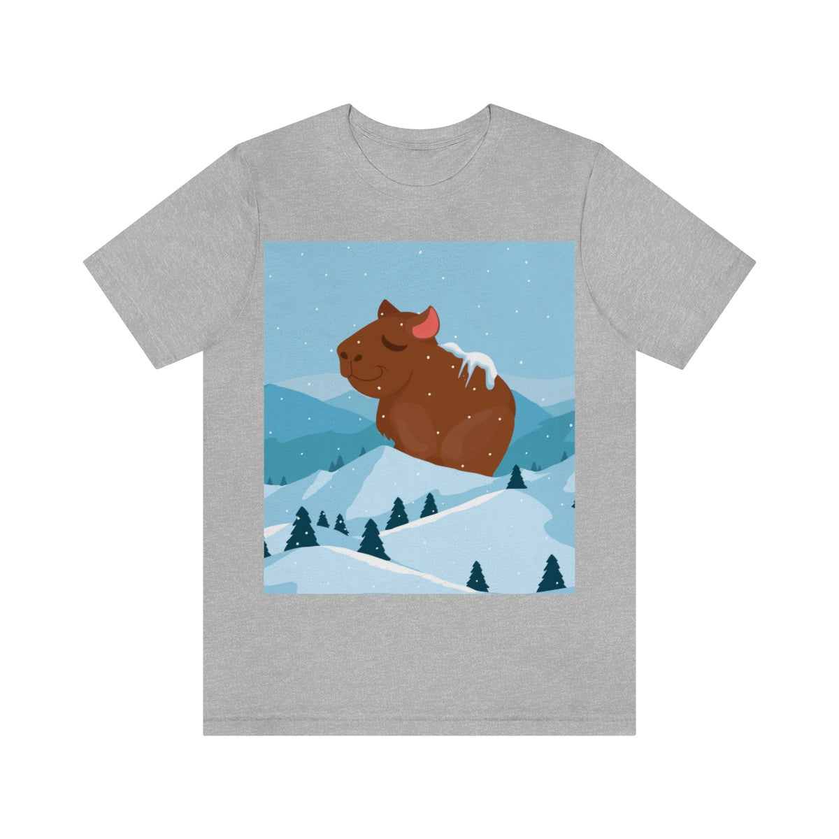 Winter Mountain Capybara Wild Cute Funny Anime Art Cartoon Unisex Jersey Short Sleeve T-Shirt Ichaku [Perfect Gifts Selection]