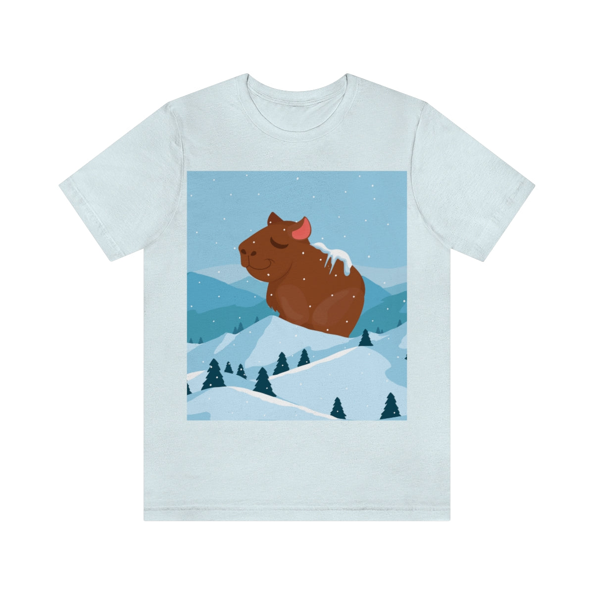 Winter Mountain Capybara Wild Cute Funny Anime Art Cartoon Unisex Jersey Short Sleeve T-Shirt Ichaku [Perfect Gifts Selection]