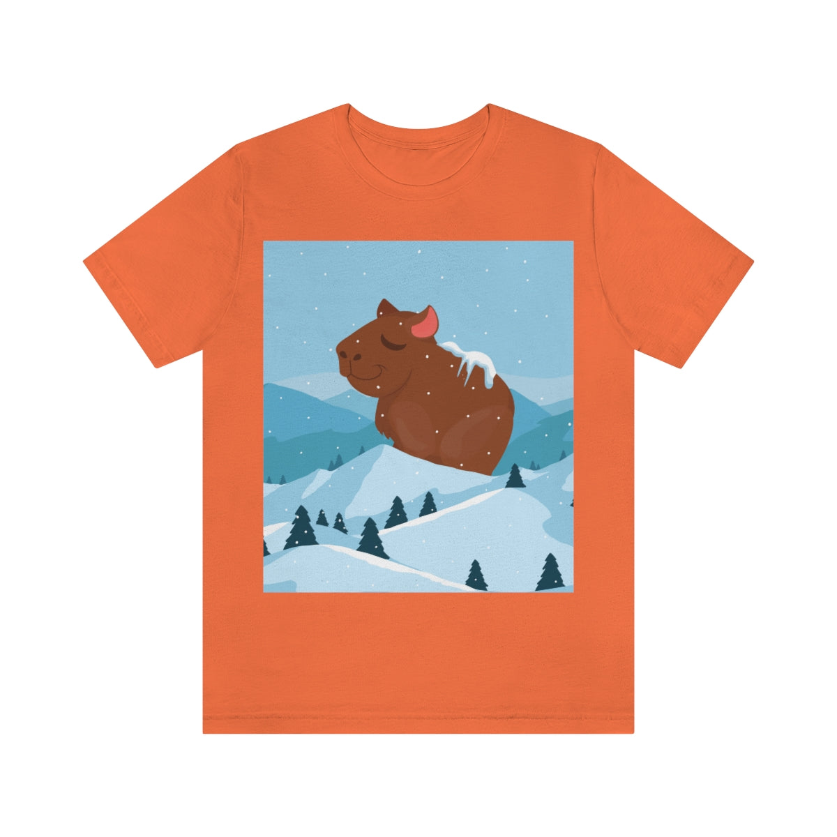 Winter Mountain Capybara Wild Cute Funny Anime Art Cartoon Unisex Jersey Short Sleeve T-Shirt Ichaku [Perfect Gifts Selection]