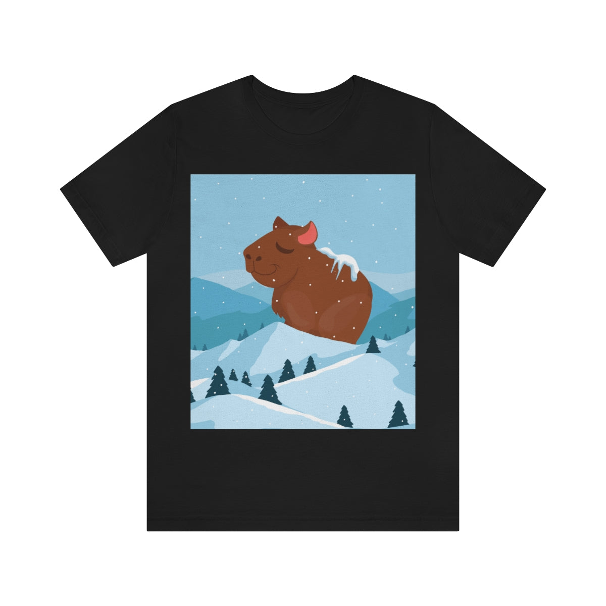 Winter Mountain Capybara Wild Cute Funny Anime Art Cartoon Unisex Jersey Short Sleeve T-Shirt Ichaku [Perfect Gifts Selection]