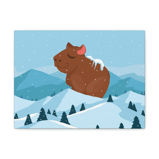 Winter Mountain Capybara Wild Cute Funny Anime Cartoon Classic Art Canvas Gallery Wraps Ichaku [Perfect Gifts Selection]