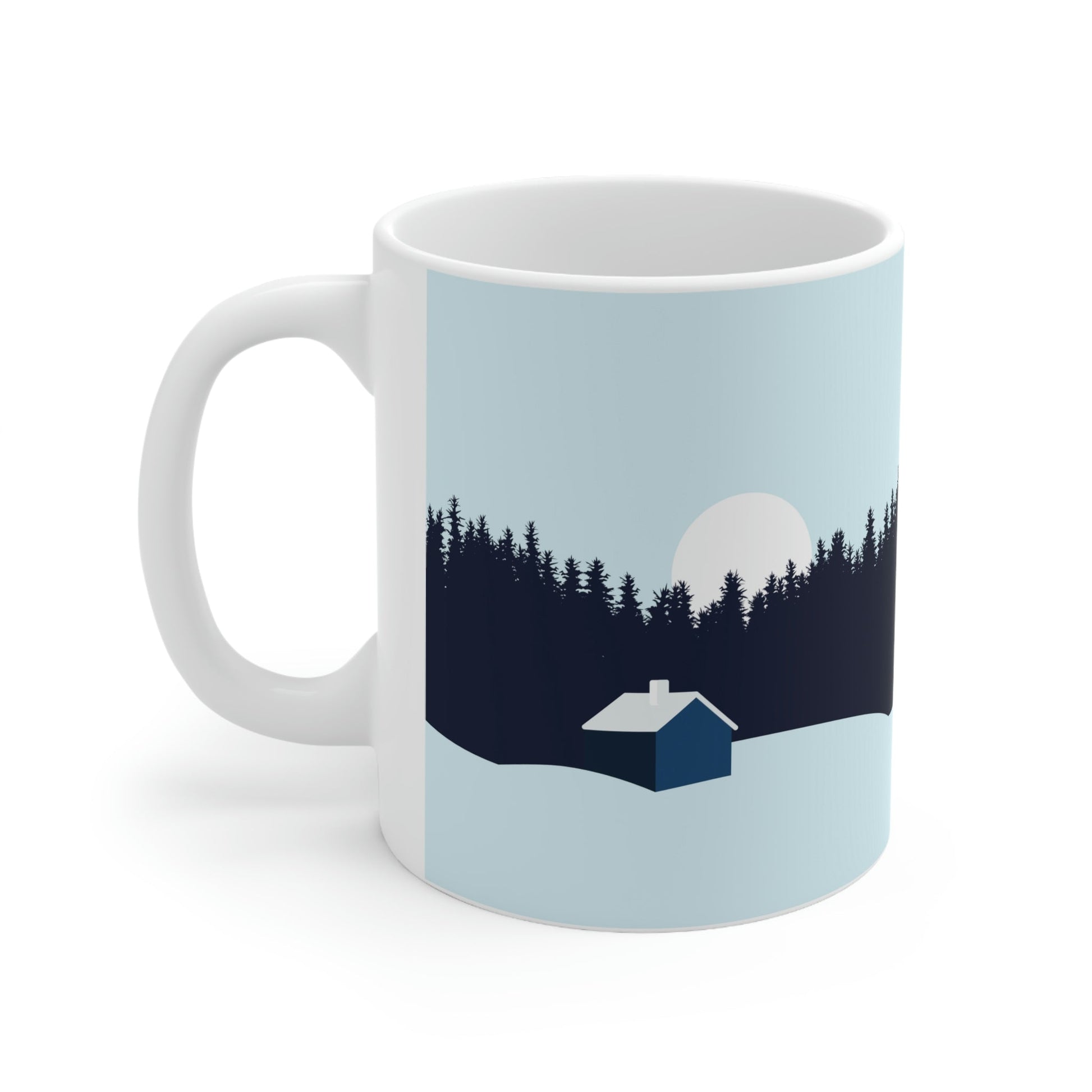 Winter Night Outdoor Minimal Art Ceramic Mug 11oz Ichaku [Perfect Gifts Selection]