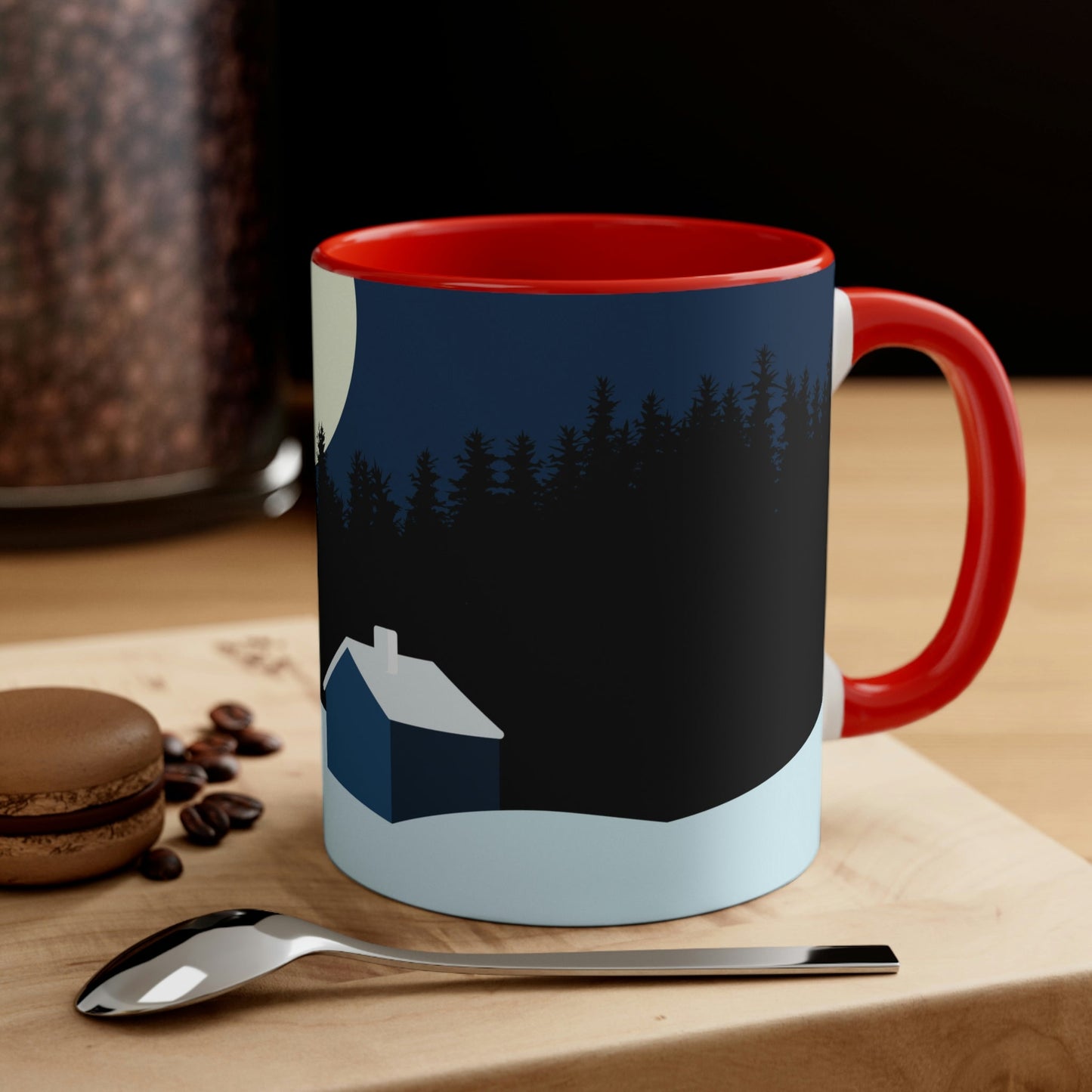 Winter Night Outdoor Minimal Art Classic Accent Coffee Mug 11oz Ichaku [Perfect Gifts Selection]