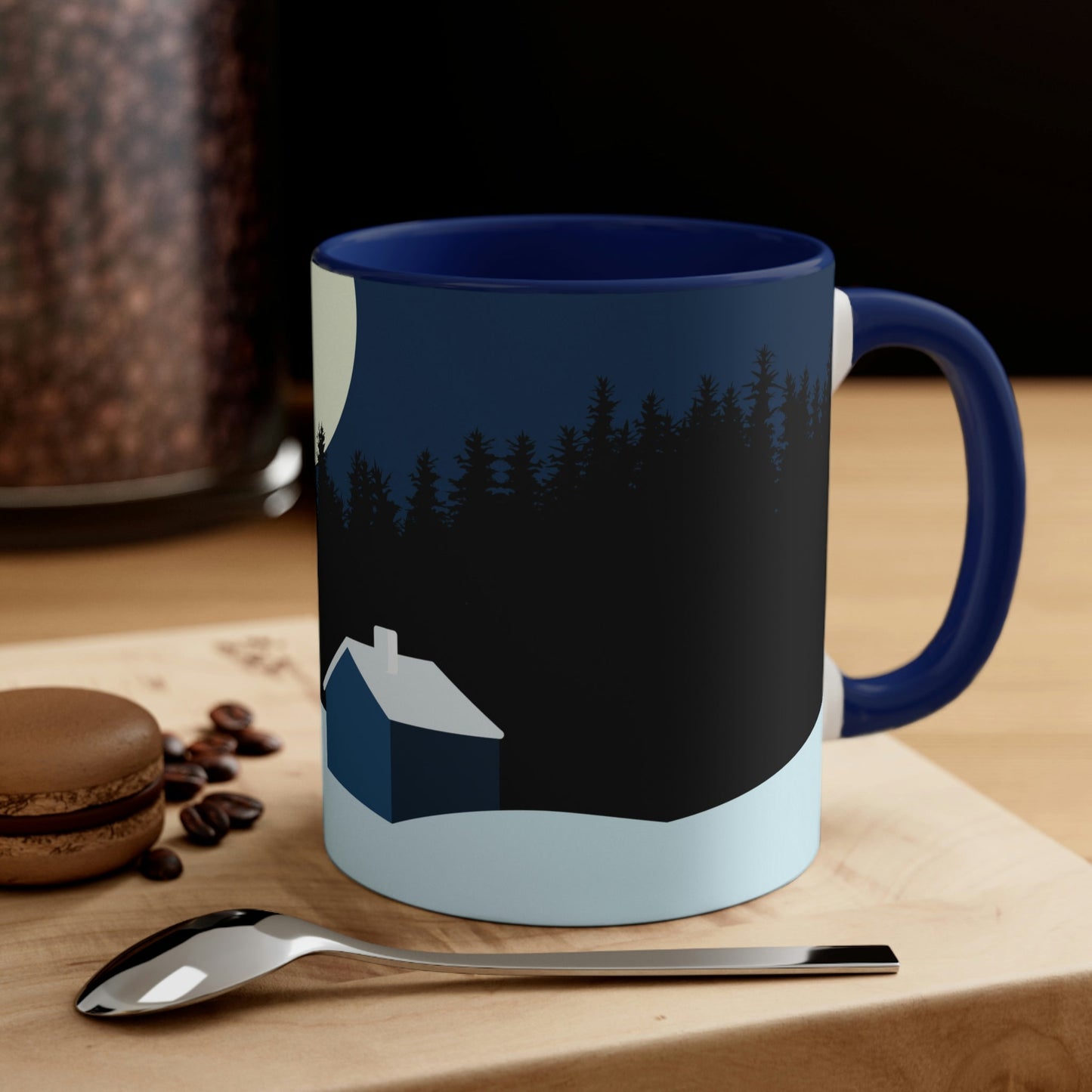 Winter Night Outdoor Minimal Art Classic Accent Coffee Mug 11oz Ichaku [Perfect Gifts Selection]