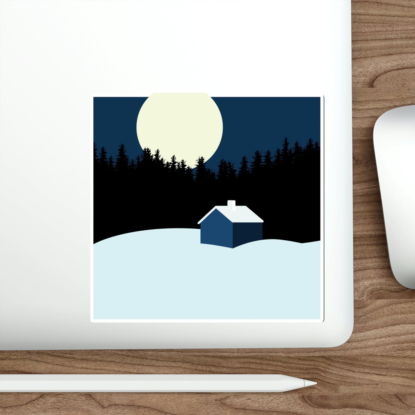 Winter Night Outdoor Minimal Art Die-Cut Sticker Ichaku [Perfect Gifts Selection]