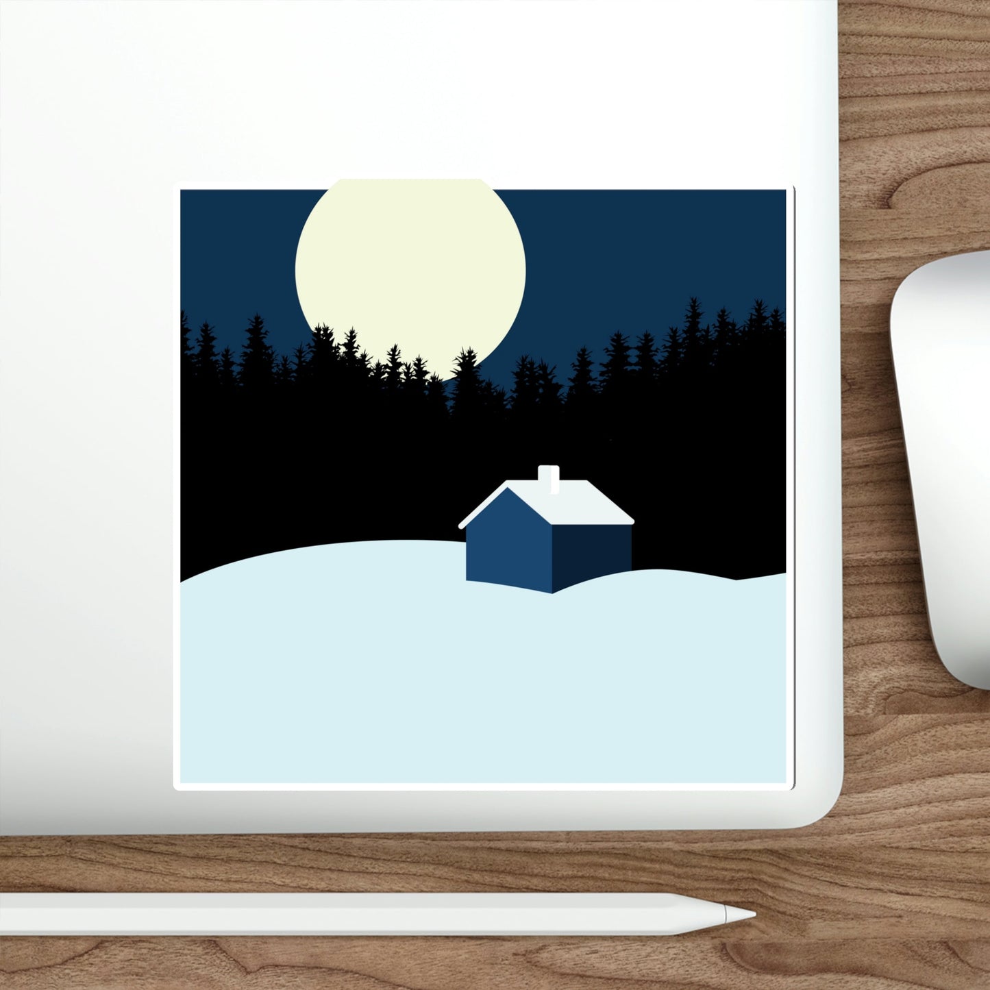 Winter Night Outdoor Minimal Art Die-Cut Sticker Ichaku [Perfect Gifts Selection]