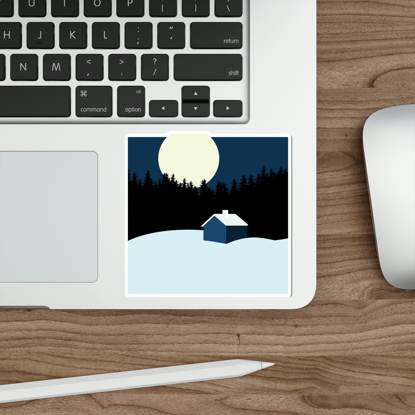 Winter Night Outdoor Minimal Art Die-Cut Sticker Ichaku [Perfect Gifts Selection]