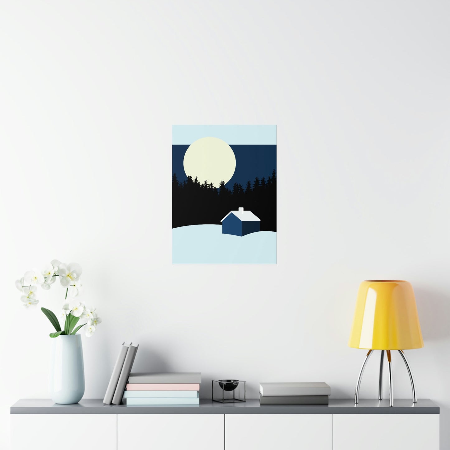 Winter Night Outdoor Minimal Art Premium Matte Vertical Posters Ichaku [Perfect Gifts Selection]