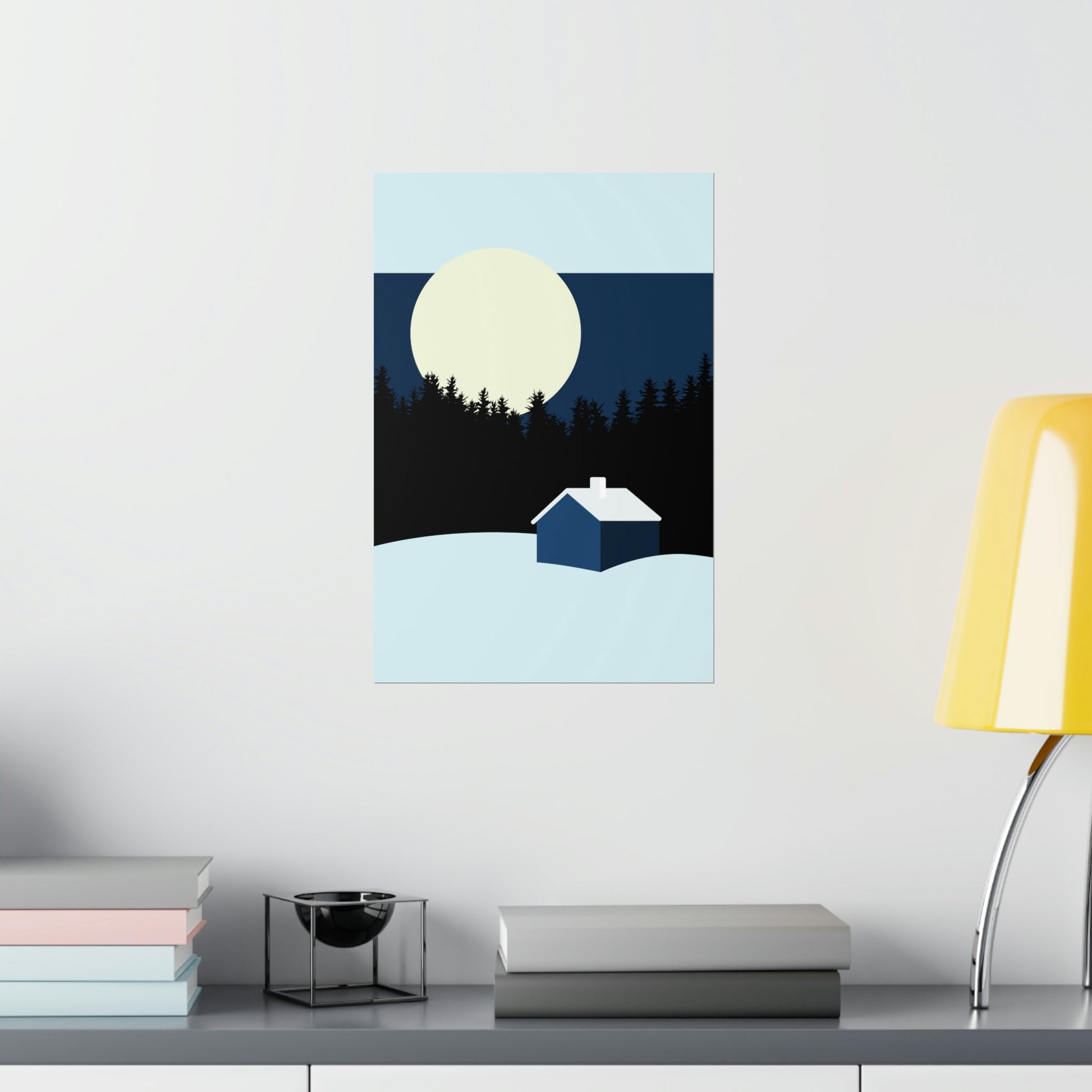 Winter Night Outdoor Minimal Art Premium Matte Vertical Posters Ichaku [Perfect Gifts Selection]