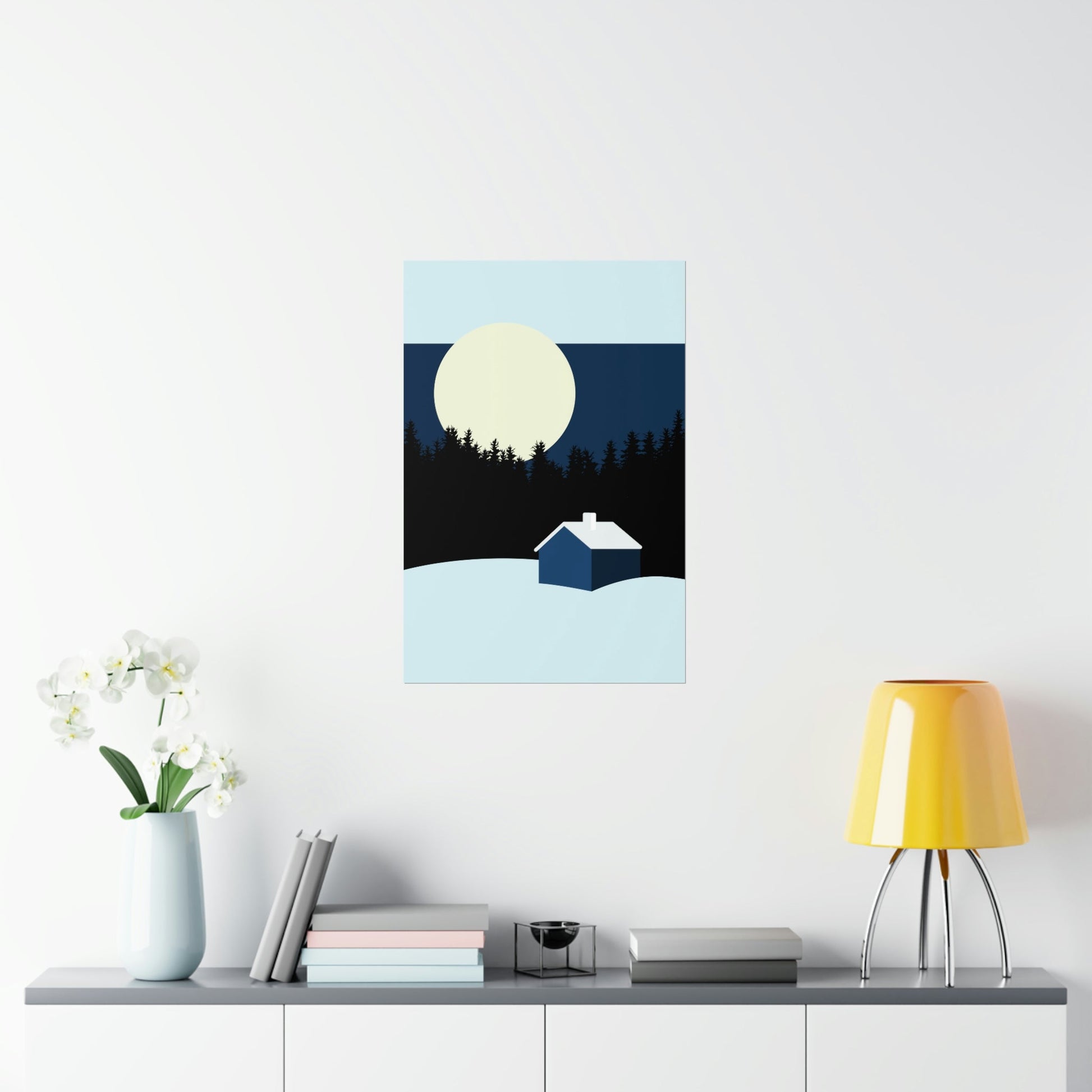 Winter Night Outdoor Minimal Art Premium Matte Vertical Posters Ichaku [Perfect Gifts Selection]