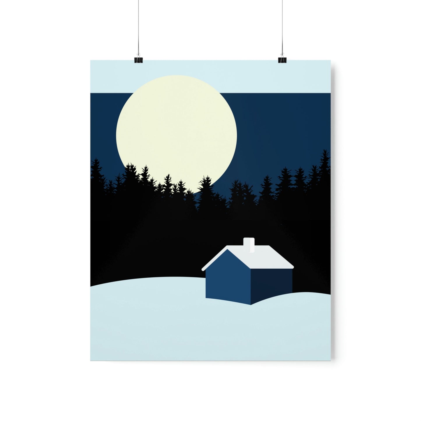 Winter Night Outdoor Minimal Art Premium Matte Vertical Posters Ichaku [Perfect Gifts Selection]