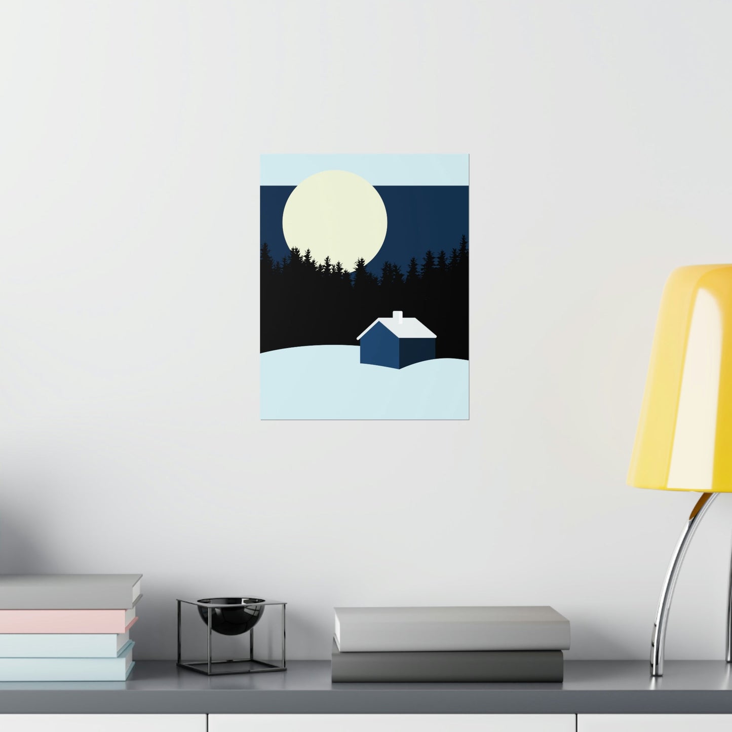 Winter Night Outdoor Minimal Art Premium Matte Vertical Posters Ichaku [Perfect Gifts Selection]