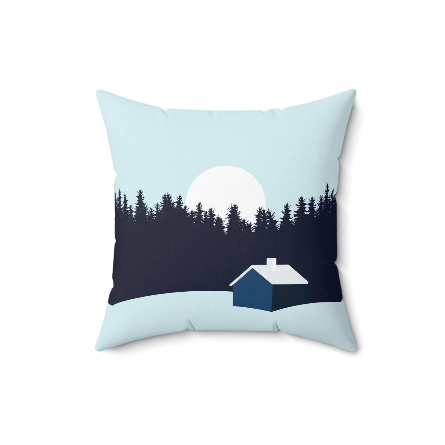 Winter Night Outdoor Minimal Art Spun Polyester Square Pillow Ichaku [Perfect Gifts Selection]