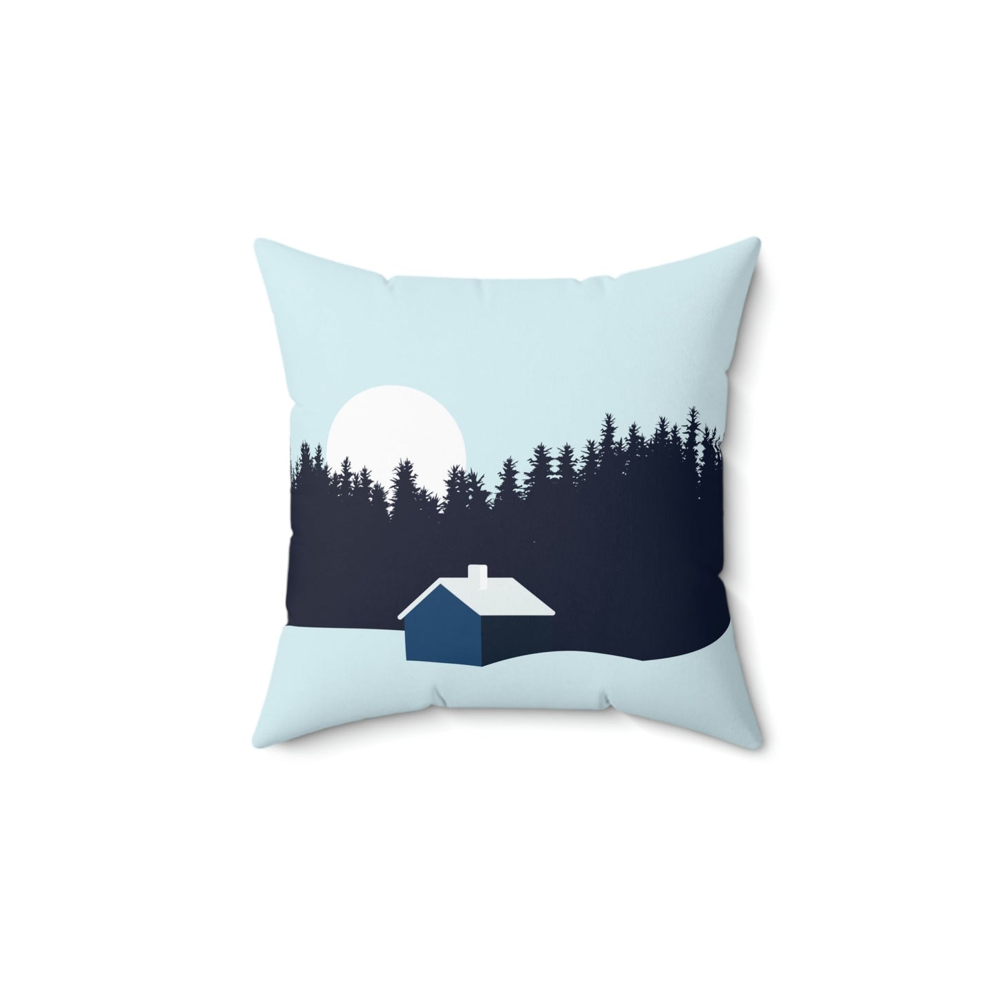 Winter Night Outdoor Minimal Art Spun Polyester Square Pillow Ichaku [Perfect Gifts Selection]