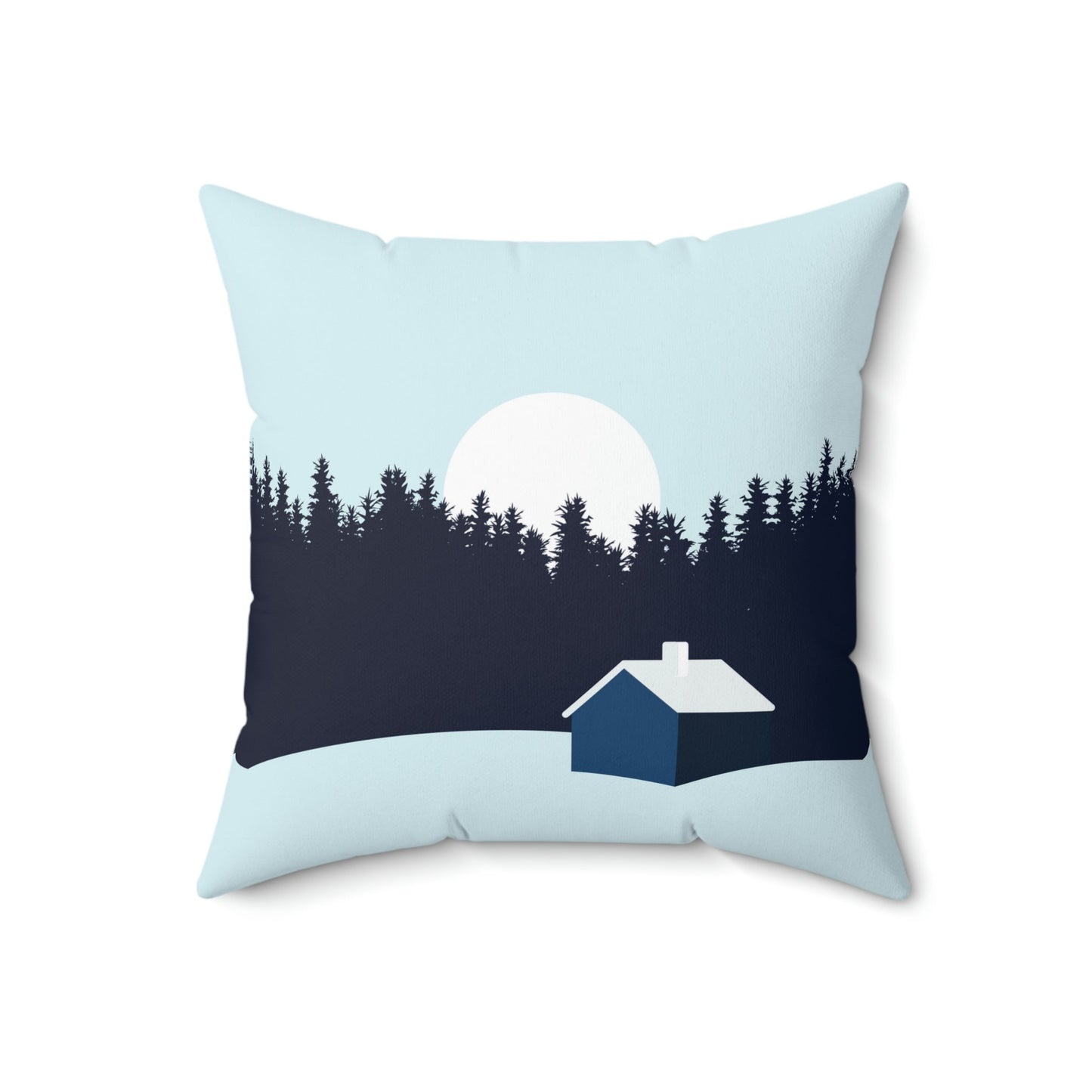 Winter Night Outdoor Minimal Art Spun Polyester Square Pillow Ichaku [Perfect Gifts Selection]