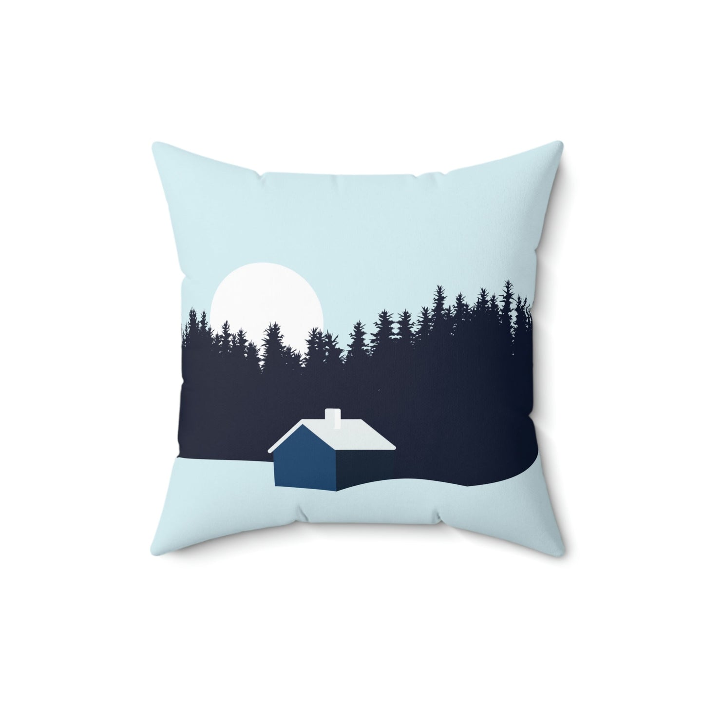 Winter Night Outdoor Minimal Art Spun Polyester Square Pillow Ichaku [Perfect Gifts Selection]