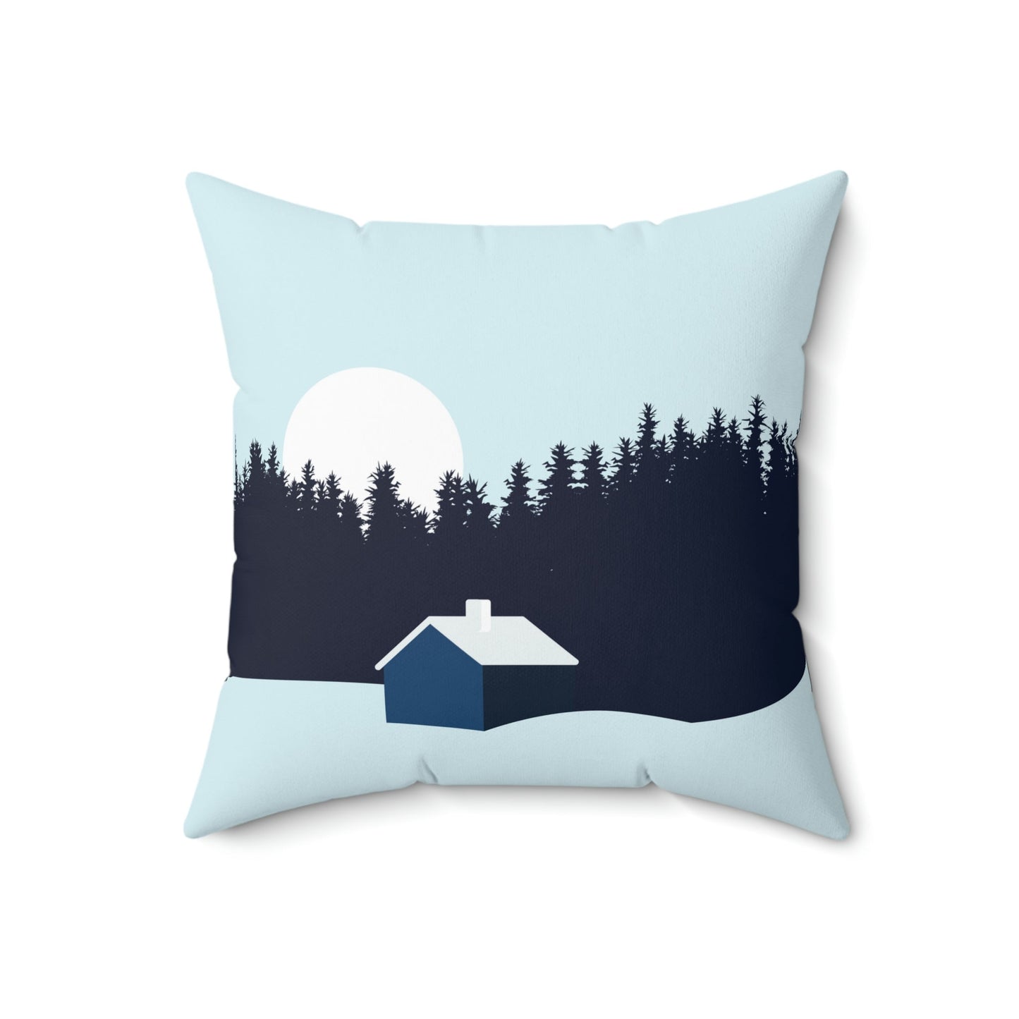 Winter Night Outdoor Minimal Art Spun Polyester Square Pillow Ichaku [Perfect Gifts Selection]