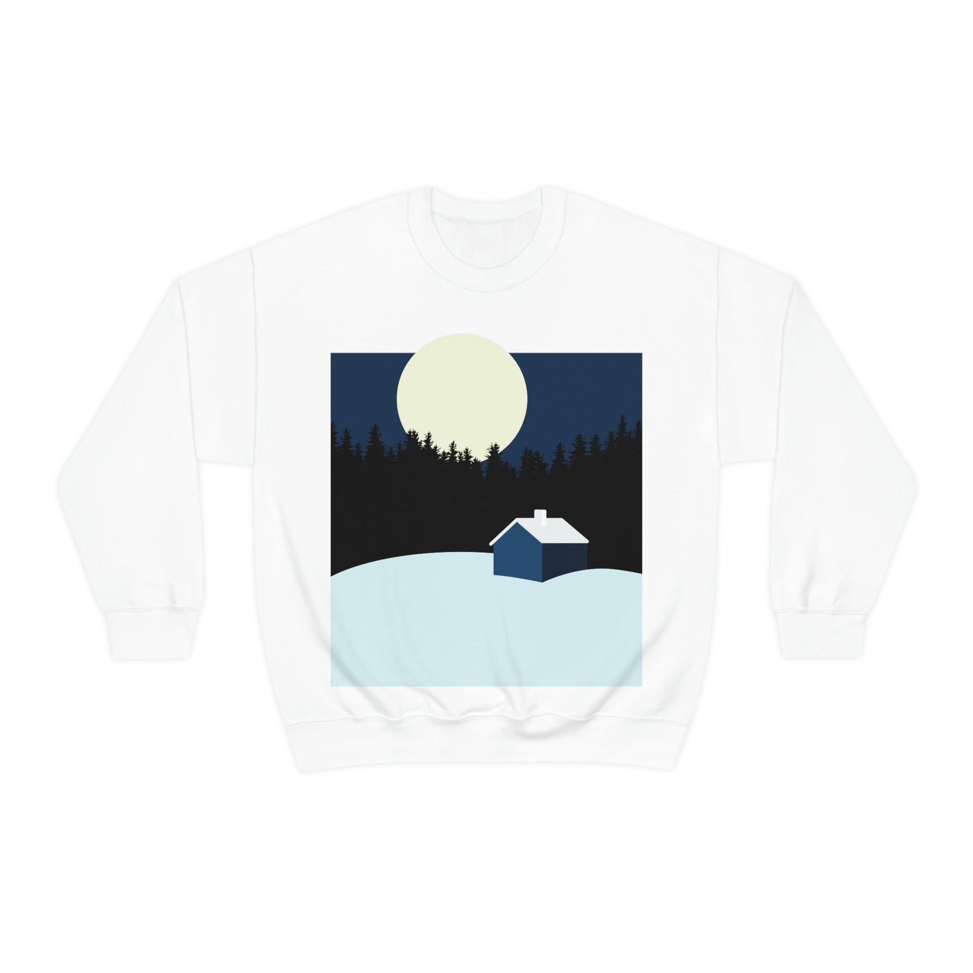 Winter Night Outdoor Minimal Art Unisex Heavy Blend™ Crewneck Sweatshirt Ichaku [Perfect Gifts Selection]