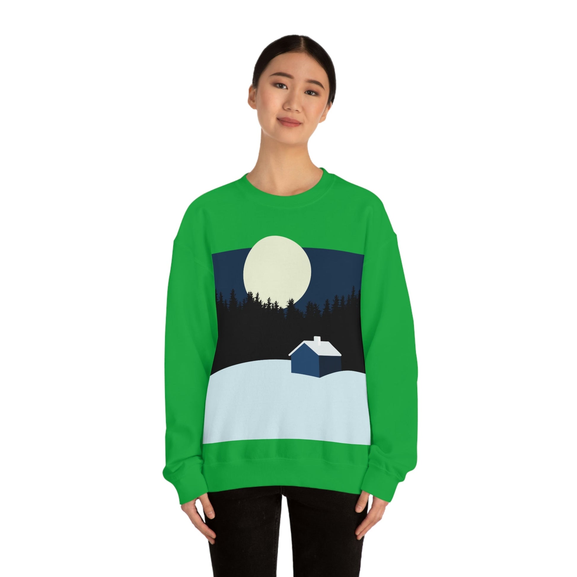 Winter Night Outdoor Minimal Art Unisex Heavy Blend™ Crewneck Sweatshirt Ichaku [Perfect Gifts Selection]