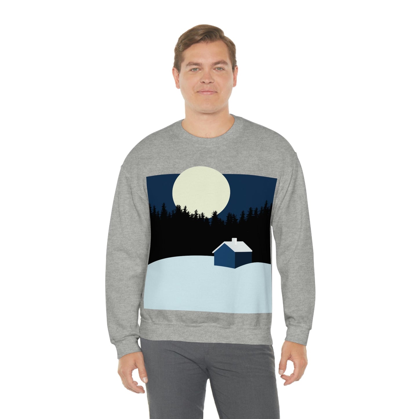 Winter Night Outdoor Minimal Art Unisex Heavy Blend™ Crewneck Sweatshirt Ichaku [Perfect Gifts Selection]