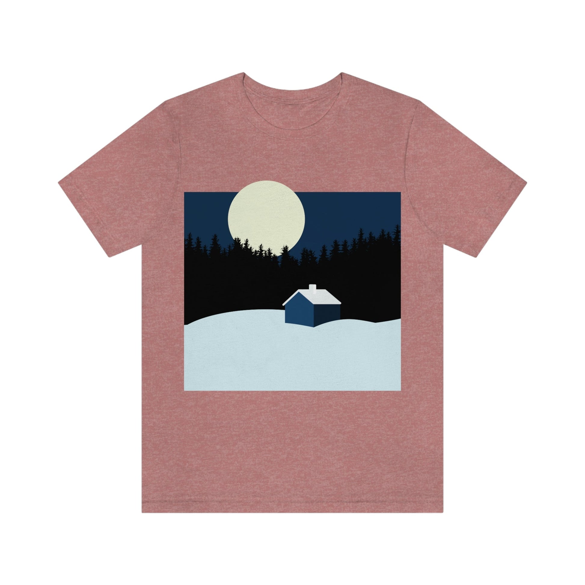 Winter Night Outdoor Minimal Art Unisex Jersey Short Sleeve T-Shirt Ichaku [Perfect Gifts Selection]