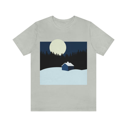 Winter Night Outdoor Minimal Art Unisex Jersey Short Sleeve T-Shirt Ichaku [Perfect Gifts Selection]