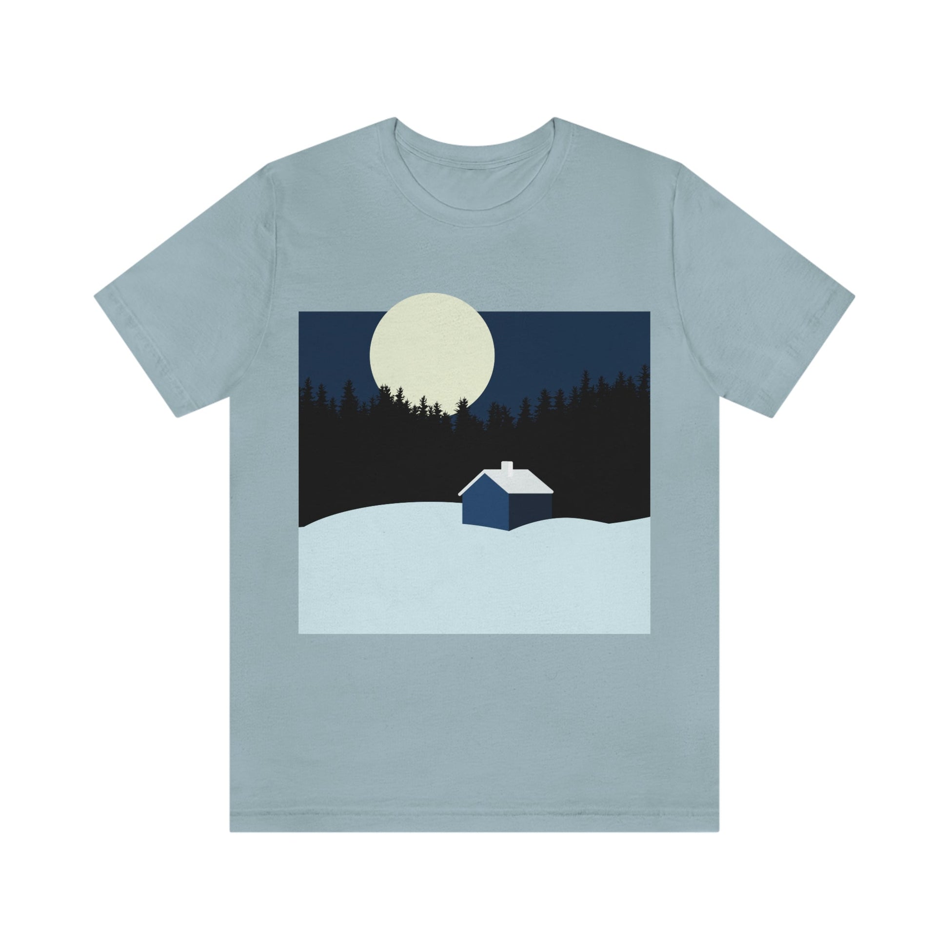 Winter Night Outdoor Minimal Art Unisex Jersey Short Sleeve T-Shirt Ichaku [Perfect Gifts Selection]