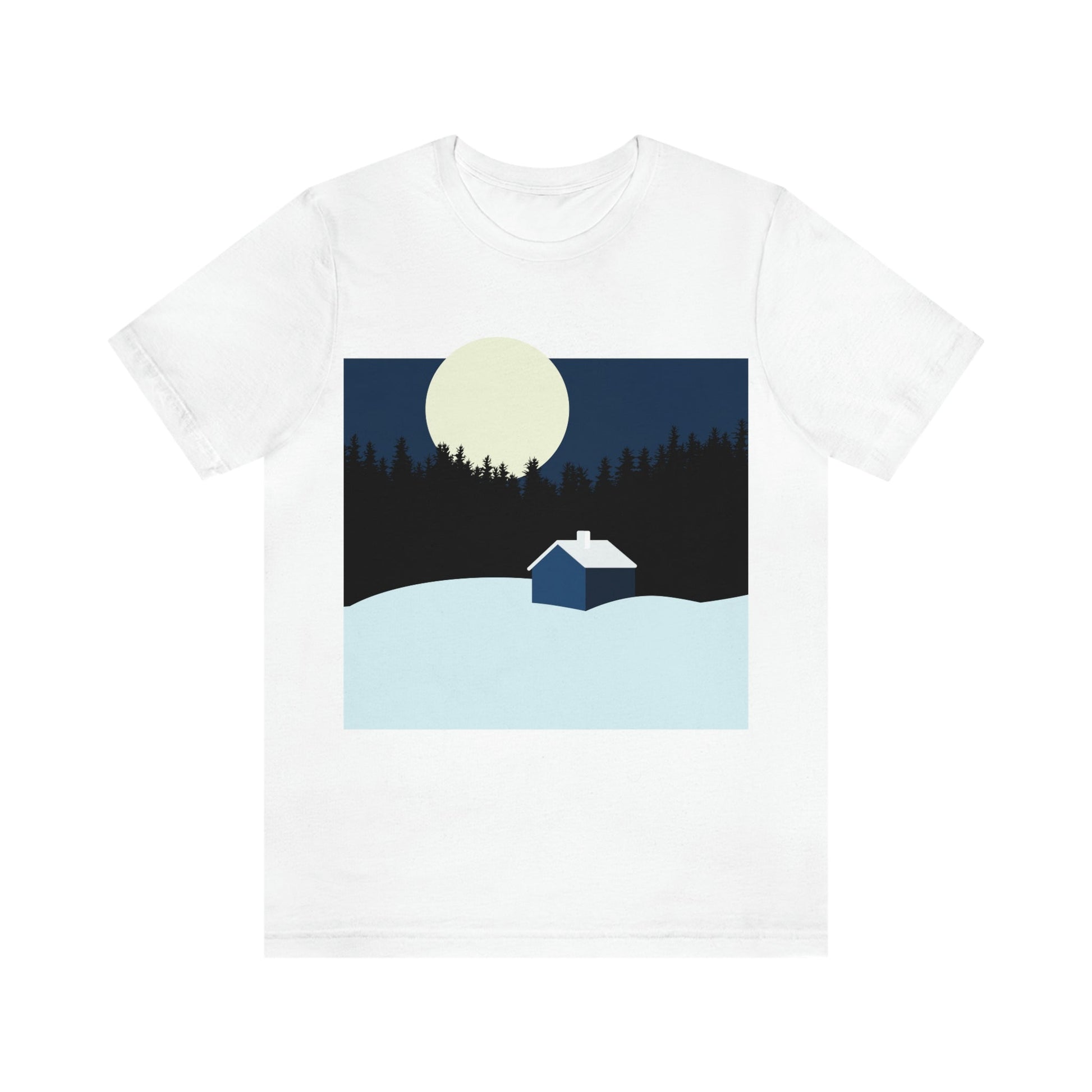 Winter Night Outdoor Minimal Art Unisex Jersey Short Sleeve T-Shirt Ichaku [Perfect Gifts Selection]