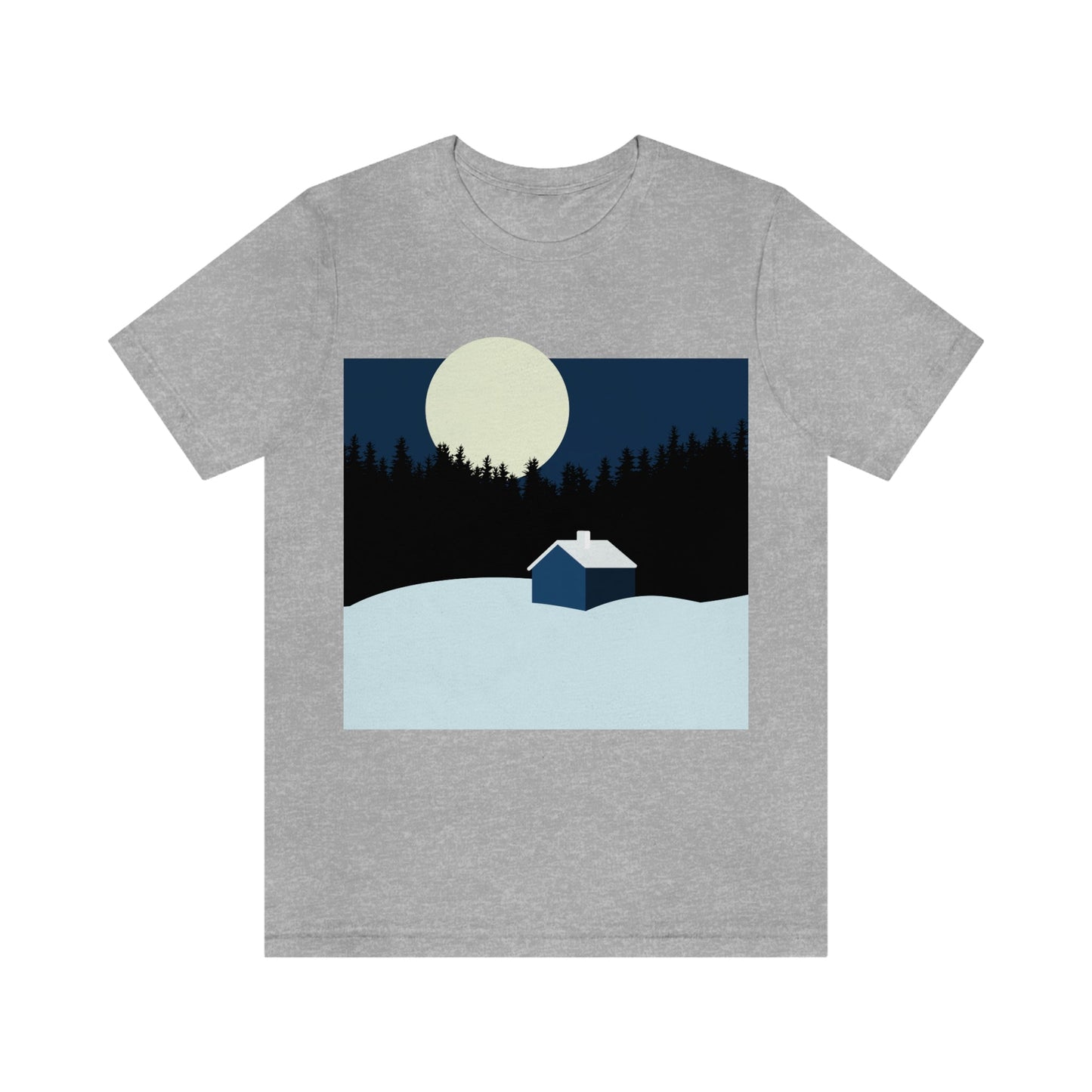 Winter Night Outdoor Minimal Art Unisex Jersey Short Sleeve T-Shirt Ichaku [Perfect Gifts Selection]